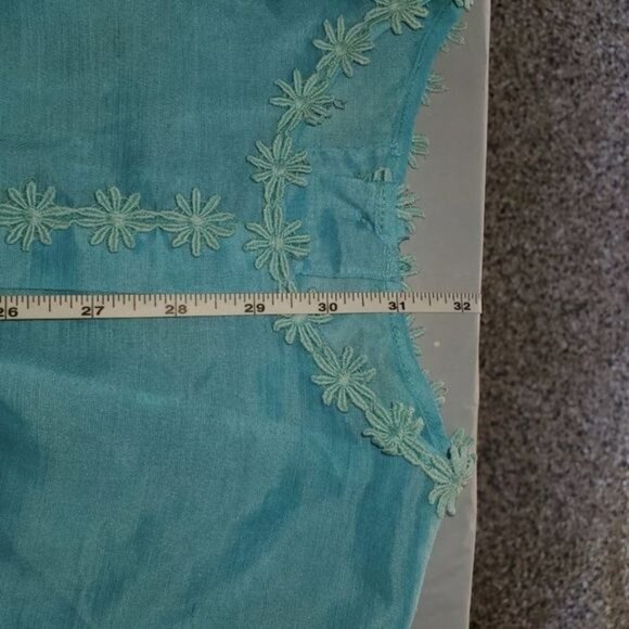 Vintage Handmade Bright Sea Blue with Floral Lace Trim Sz S Dress - Picture 4 of 6